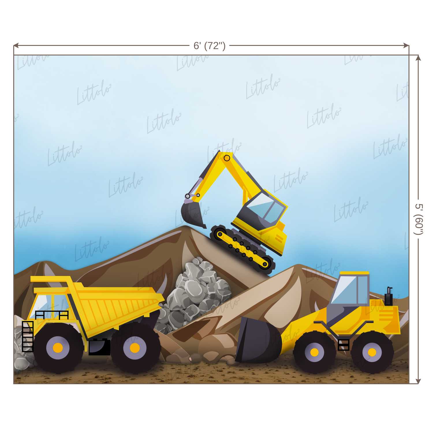 LB0270 Construction Digger Machines Theme Backdrop