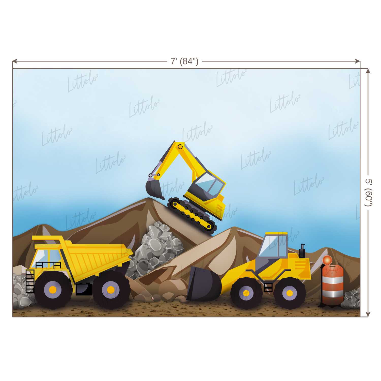 LB0270 Construction Digger Machines Theme Backdrop