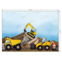 LB0270 Construction Digger Machines Theme Backdrop