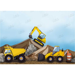 LB0270 Construction Digger Machines Theme Backdrop