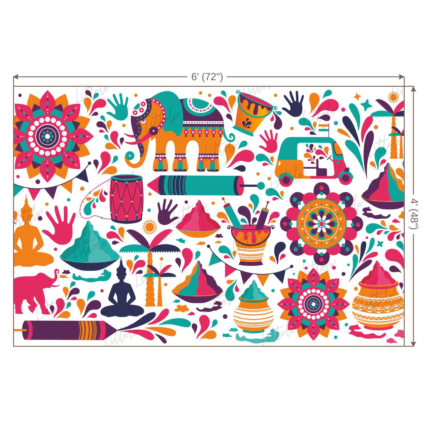 LB0271 Holi Special Abstract Festivals and Seasons Backdrop