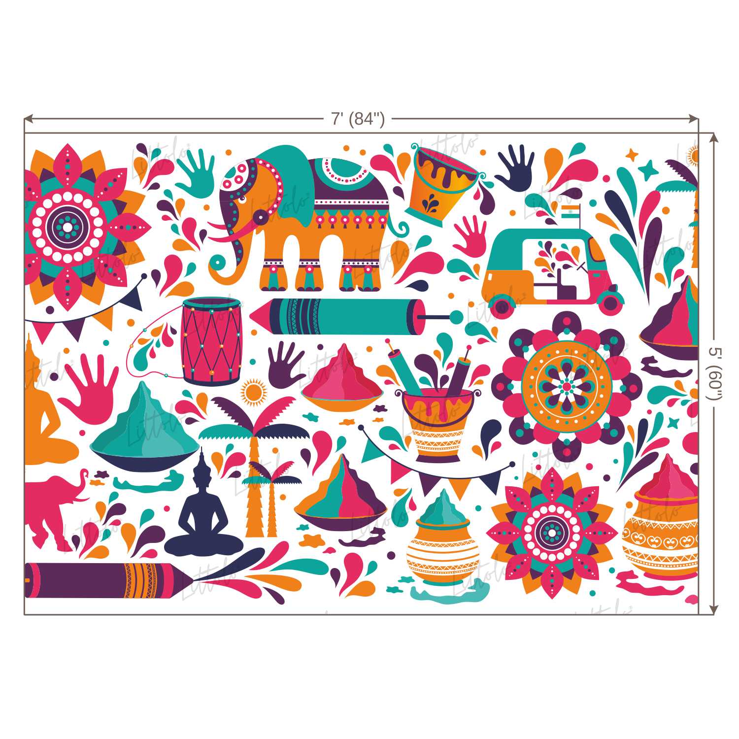 LB0271 Holi Special Abstract Festivals and Seasons Backdrop