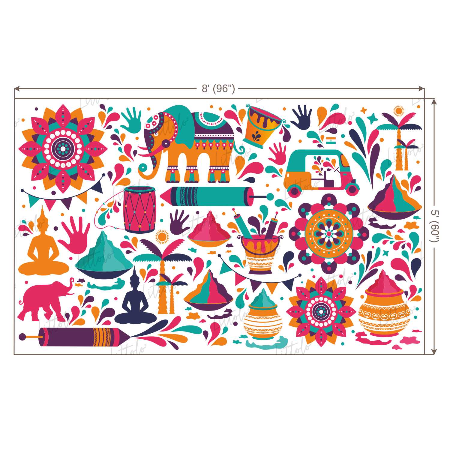 LB0271 Holi Special Abstract Festivals and Seasons Backdrop