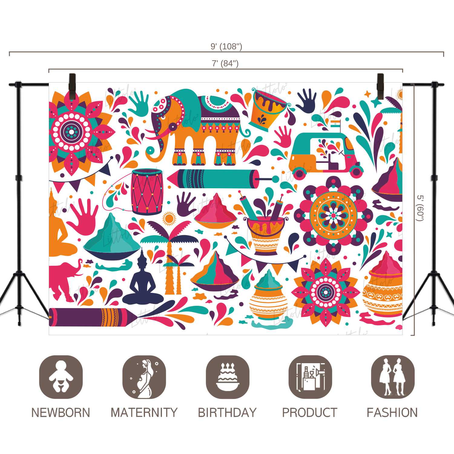 LB0271 Holi Special Abstract Festivals and Seasons Backdrop