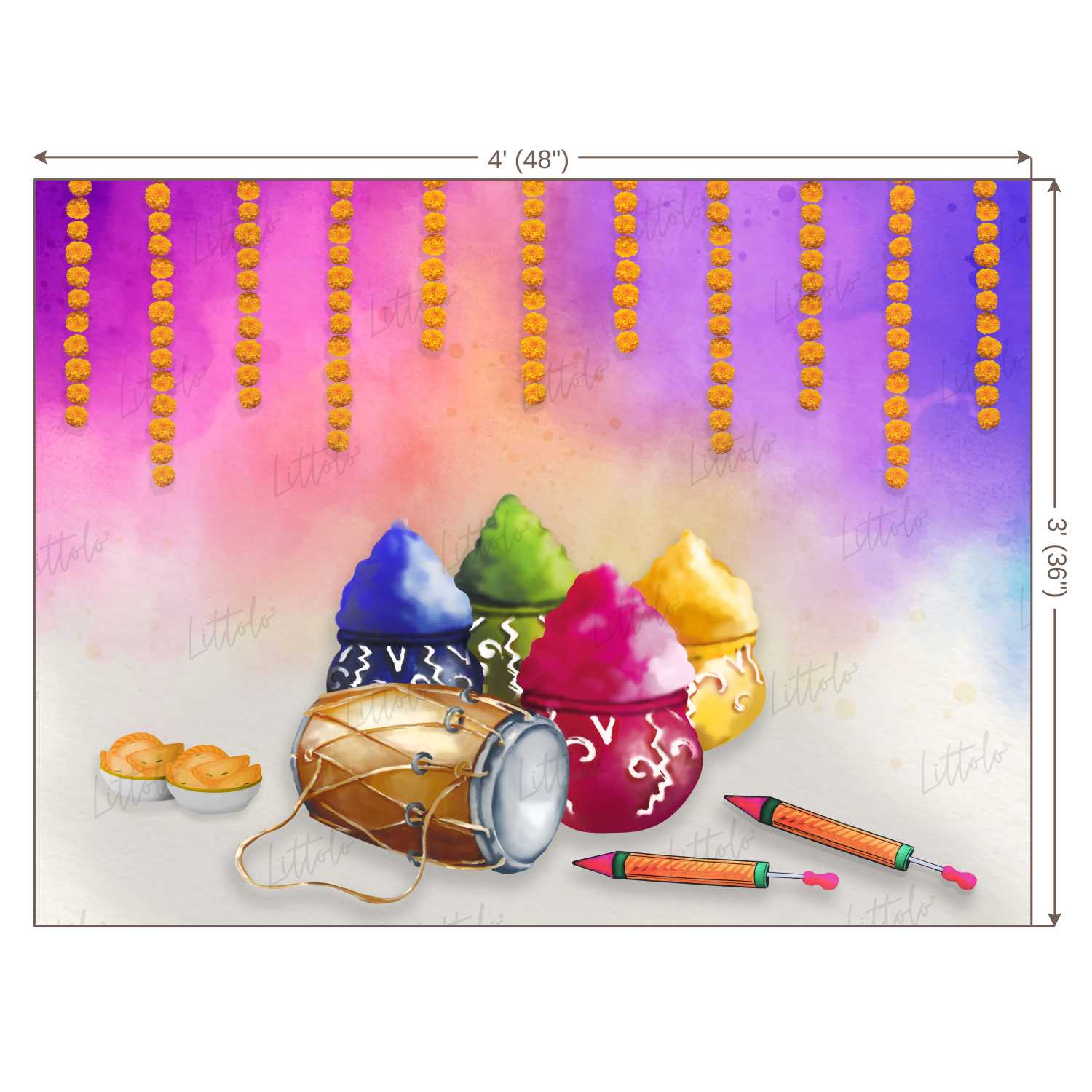 LB0272 Holi Special Color Pots Festivals and Seasons Backdrop