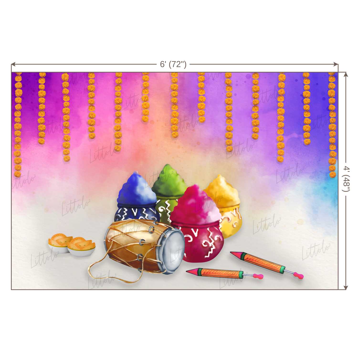 LB0272 Holi Special Color Pots Festivals and Seasons Backdrop