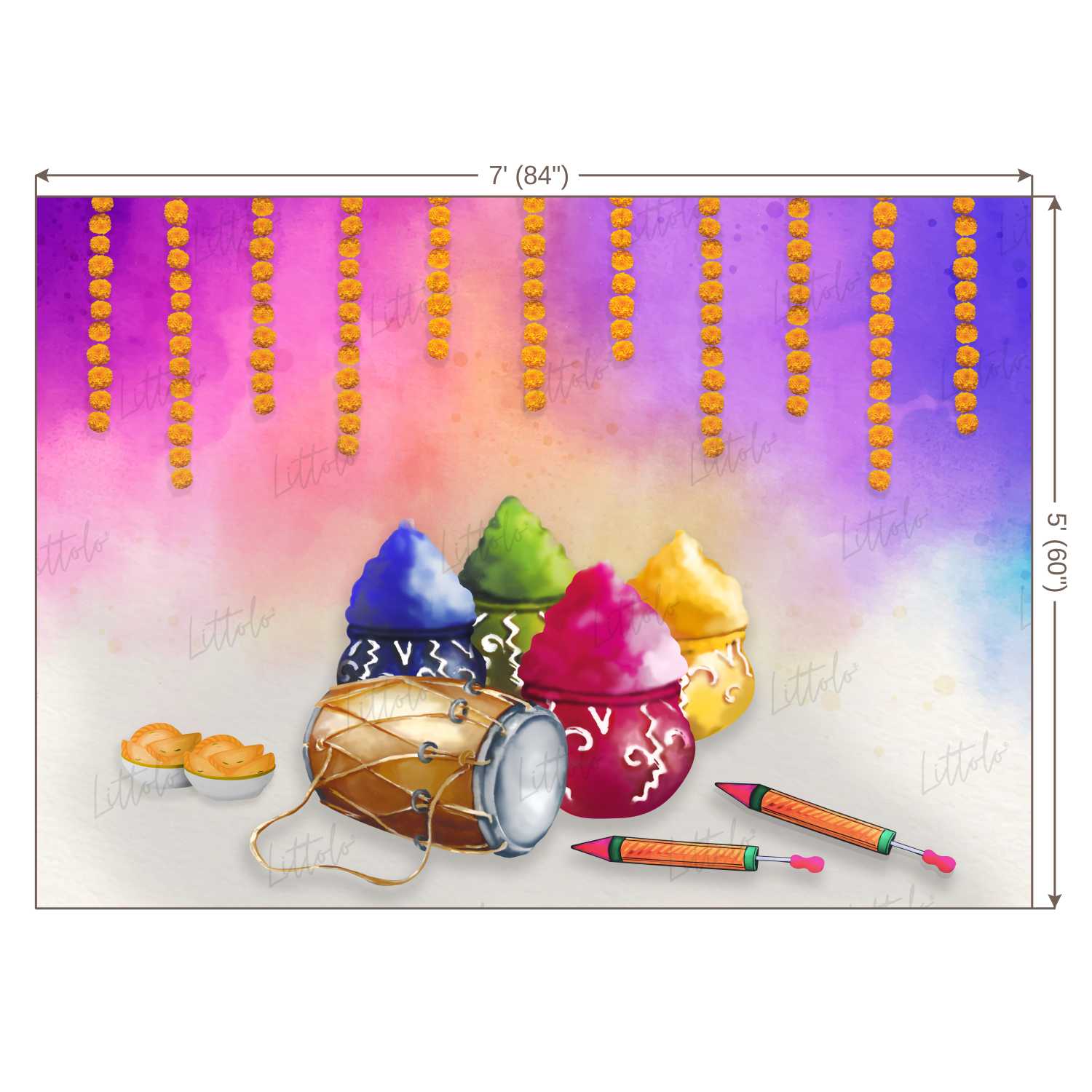 LB0272 Holi Special Color Pots Festivals and Seasons Backdrop