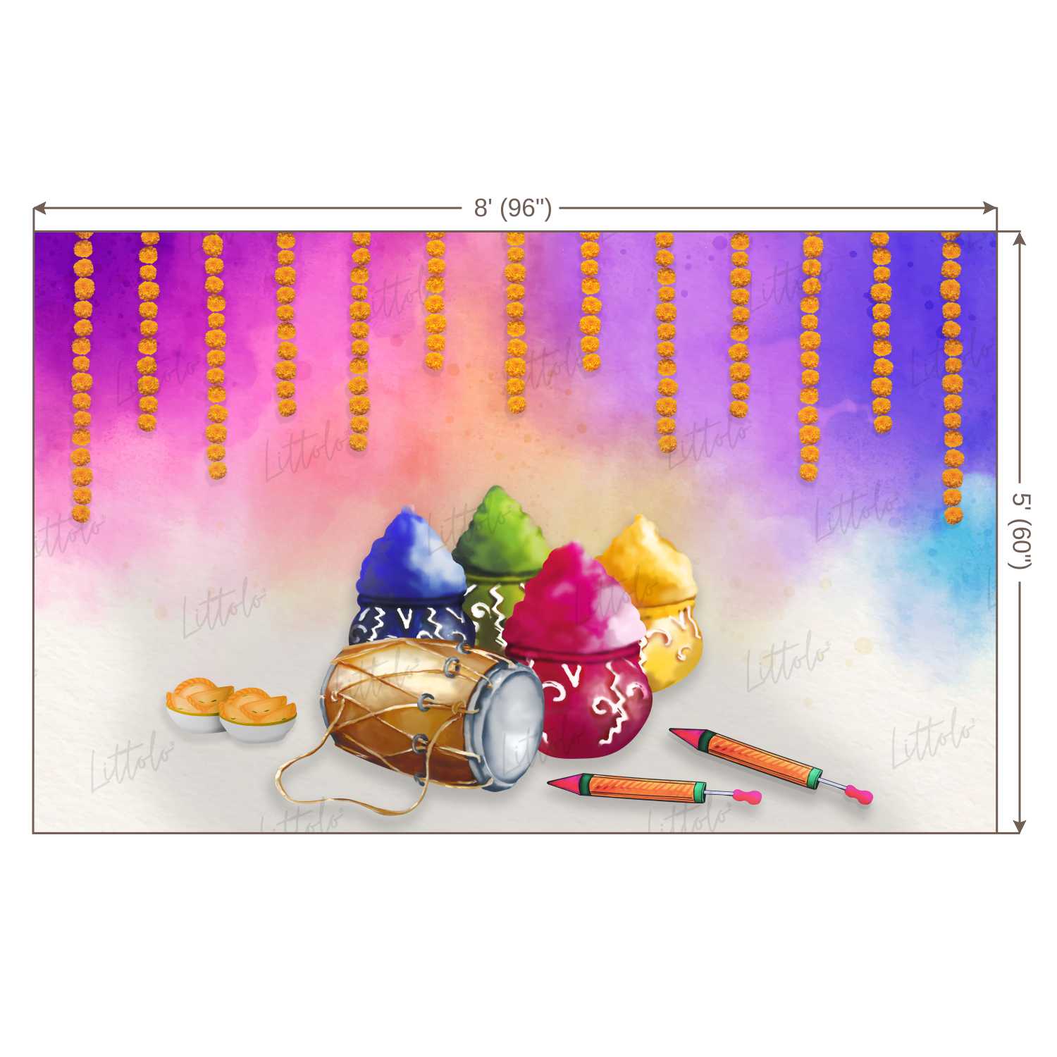 LB0272 Holi Special Color Pots Festivals and Seasons Backdrop