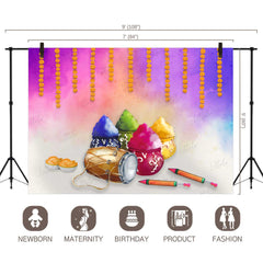 LB0272 Holi Special Color Pots Festivals and Seasons Backdrop