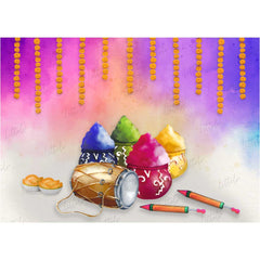 LB0272 Holi Special Color Pots Festivals and Seasons Backdrop