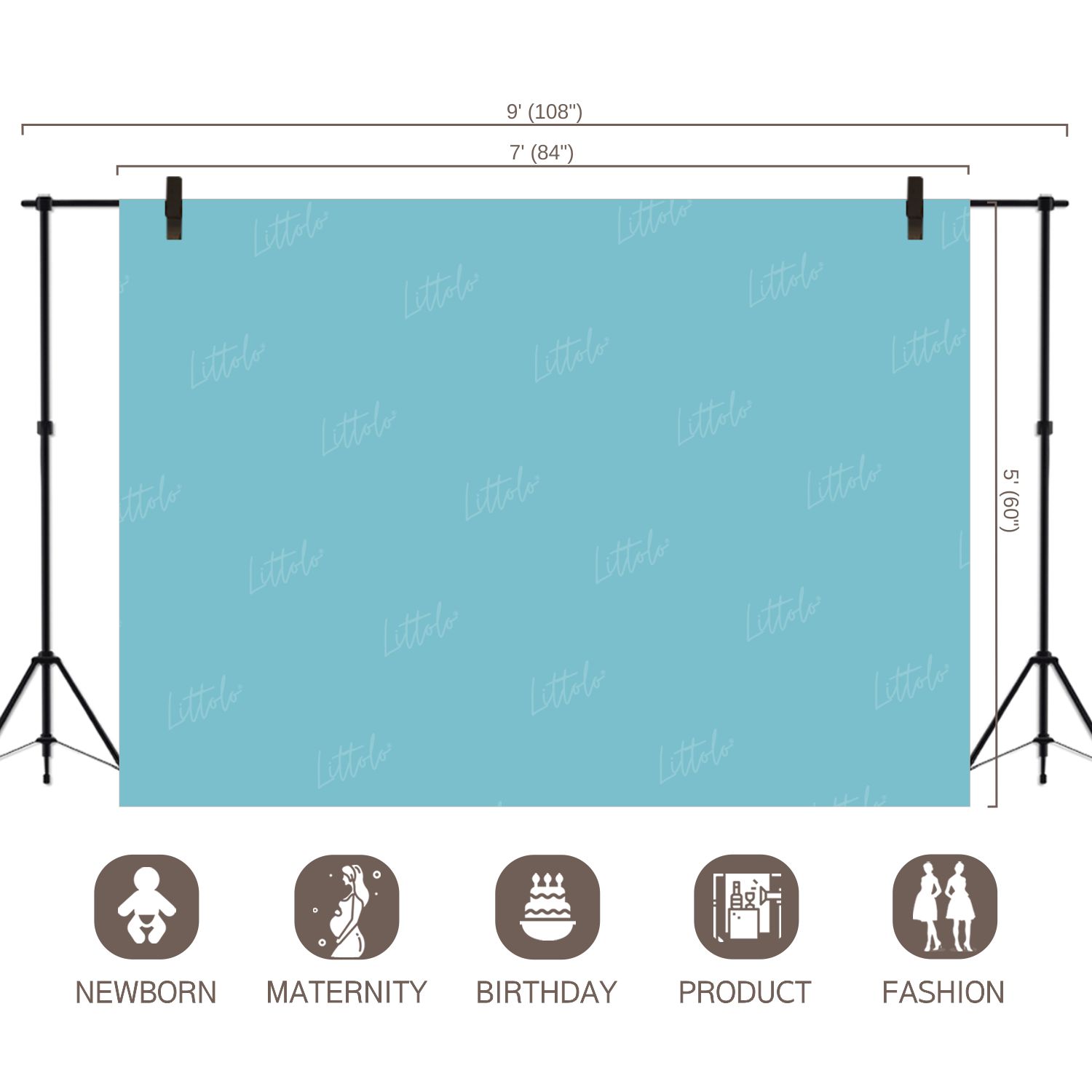 LB0311 Crystal Blue Solid Cold Backdrop