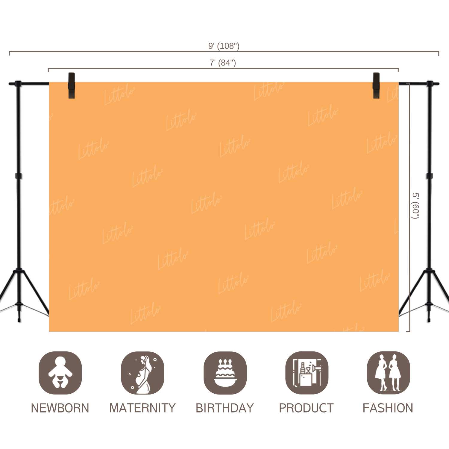 LB0328 Tangerine Solid Warm Backdrop