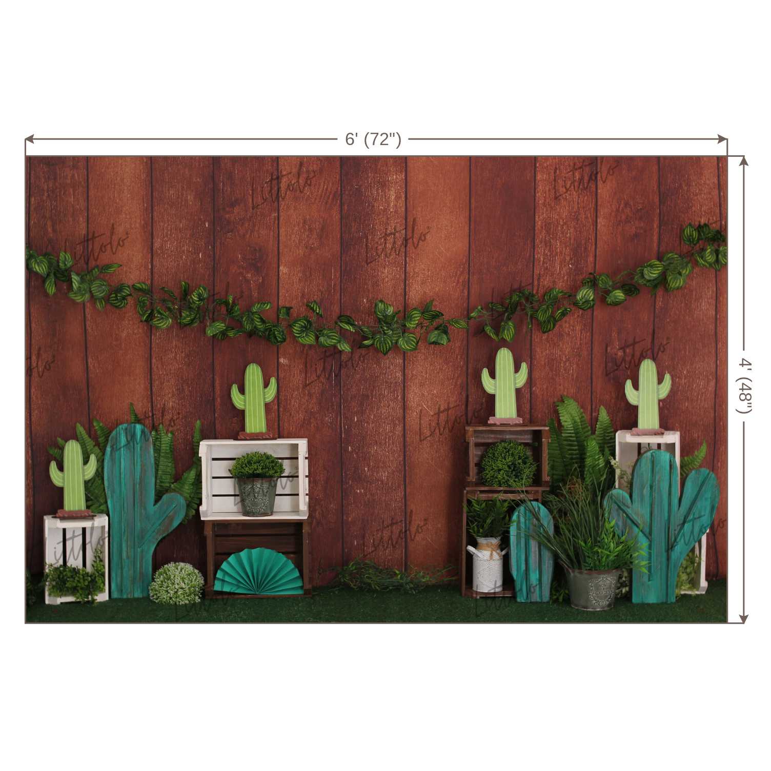 LB0335 Cactus Tapestry Plants Backdrops