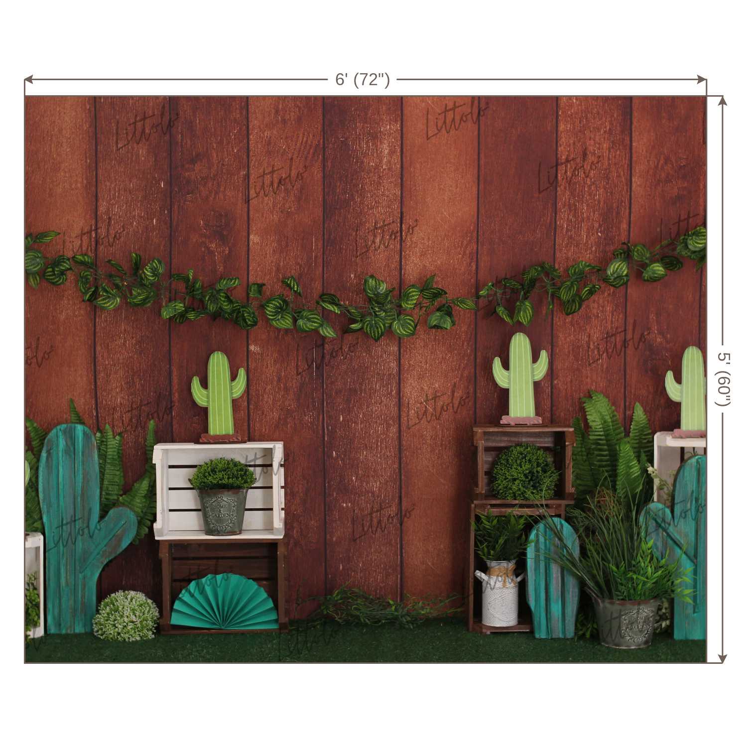 LB0335 Cactus Tapestry Plants Backdrops