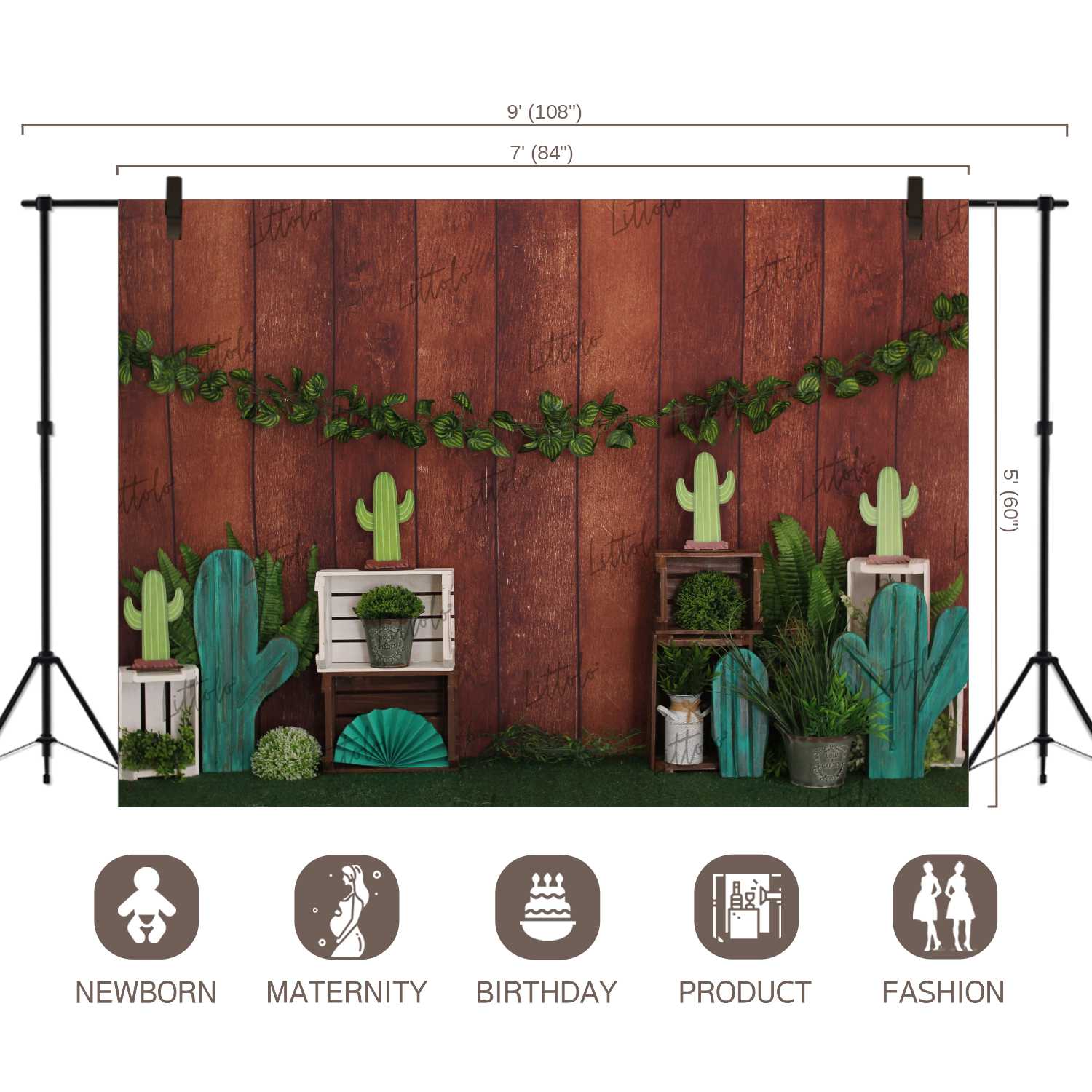 LB0335 Cactus Tapestry Plants Backdrops