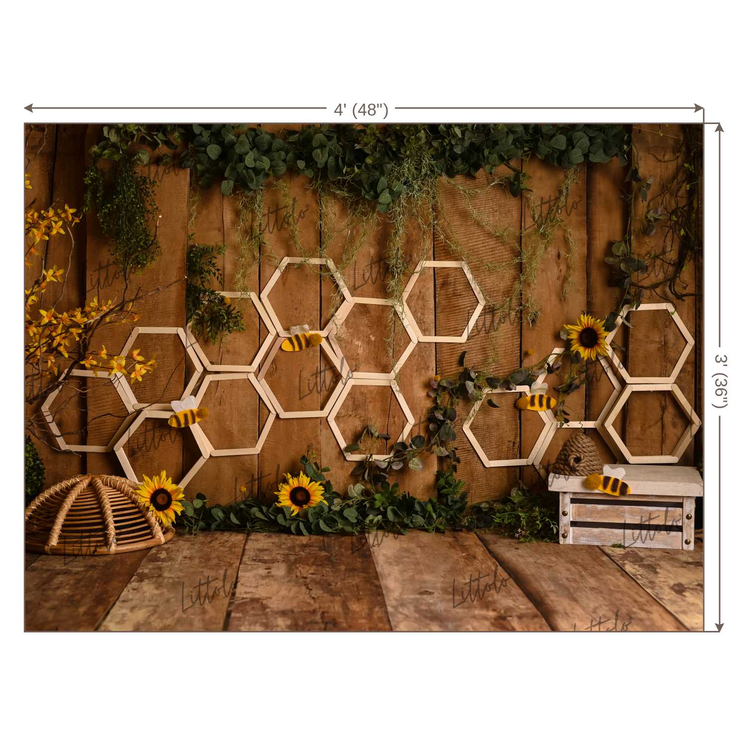 LB0339 Bumble Bee Summer Backdrop