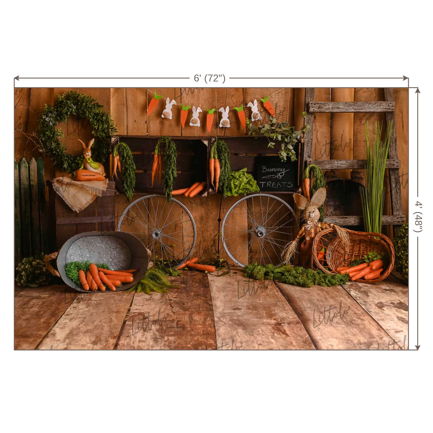 LB0340 Bunny Treats Easter Backdrop