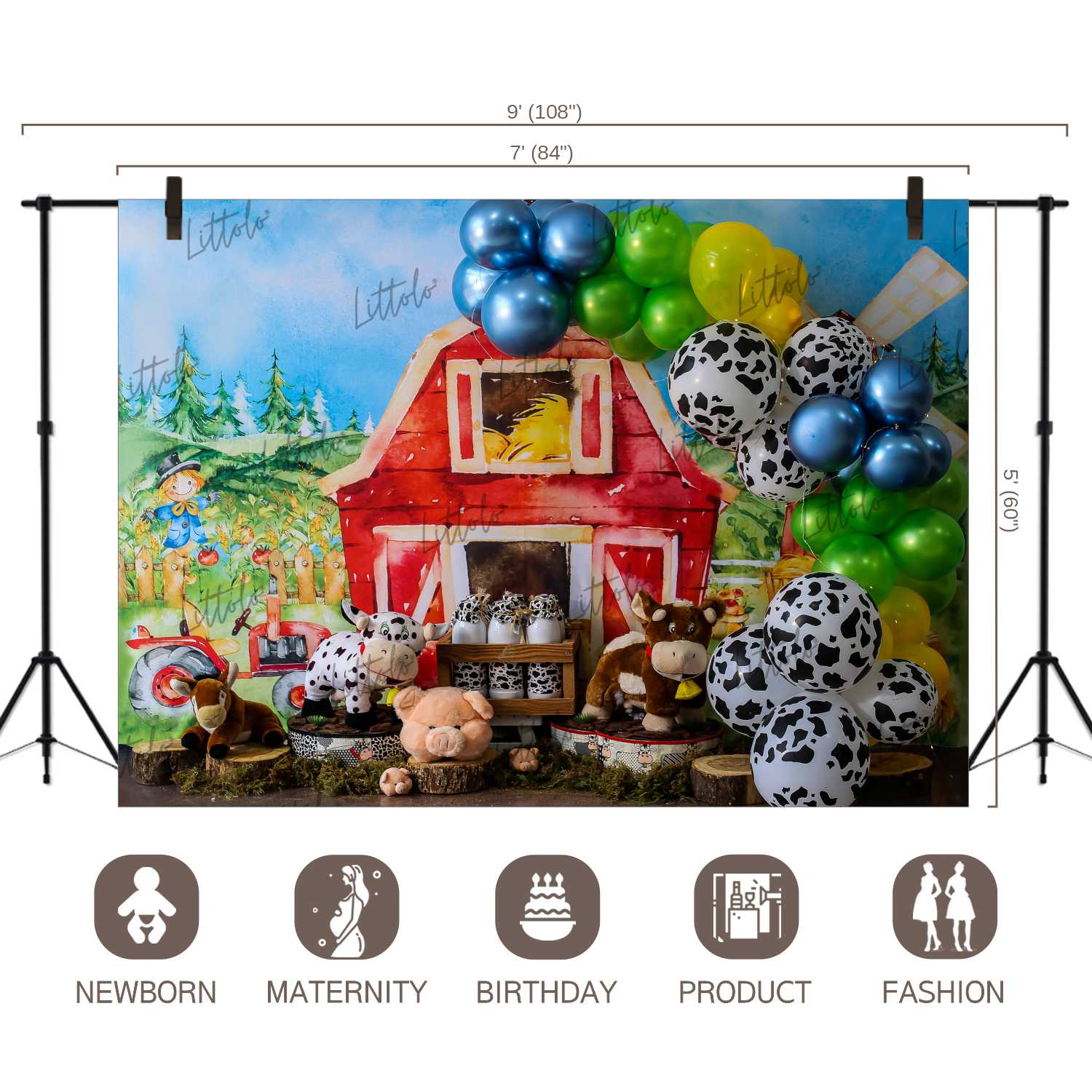 LB0351 Farm Theme Barnyard Backdrop