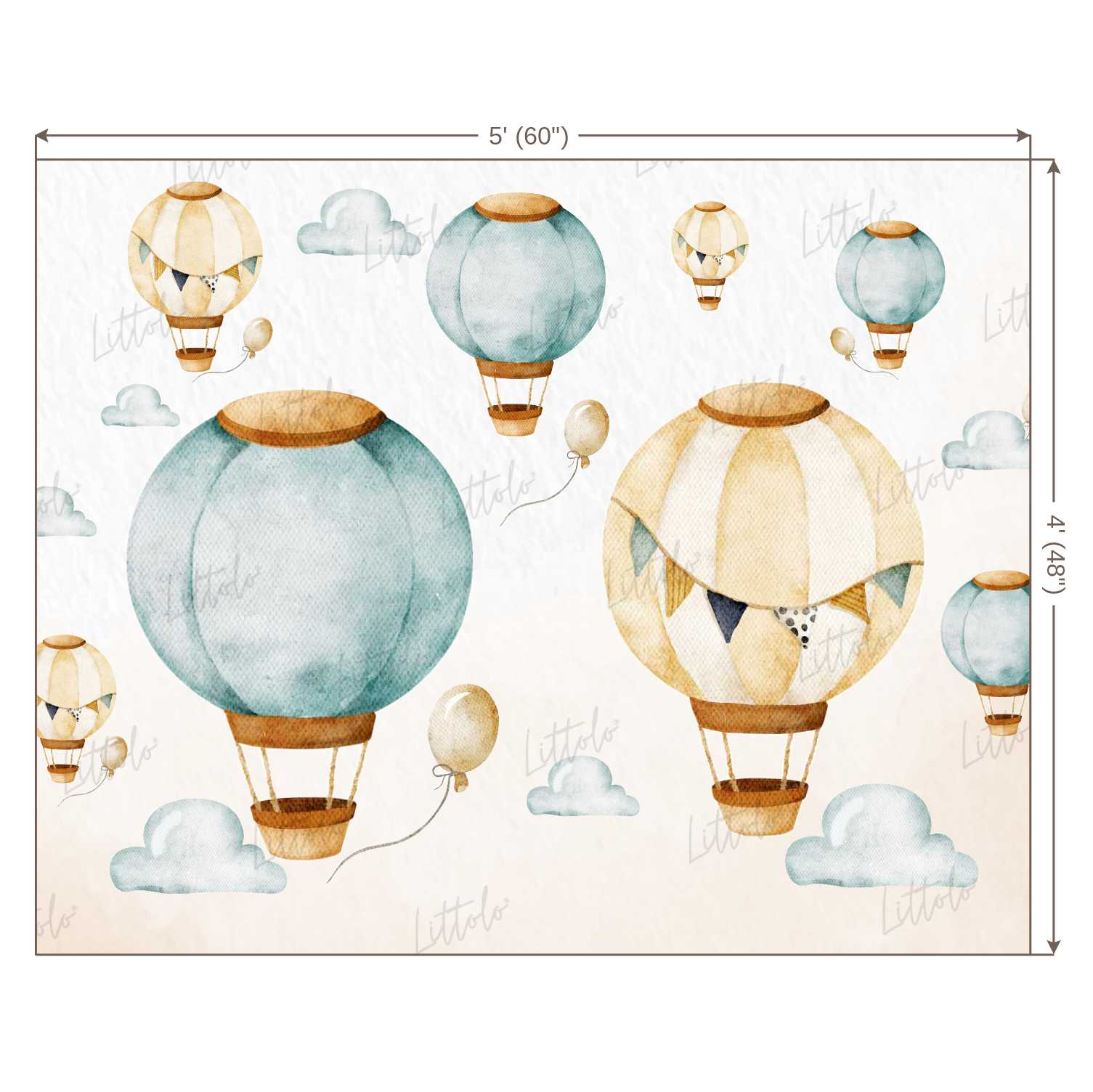 LB0354 Watercolor HotAir Balloon Backdrop