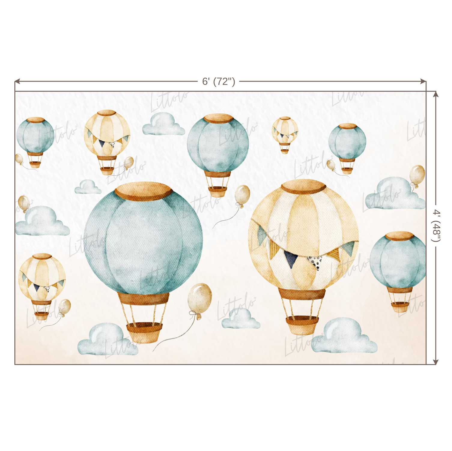 LB0354 Watercolor HotAir Balloon Backdrop