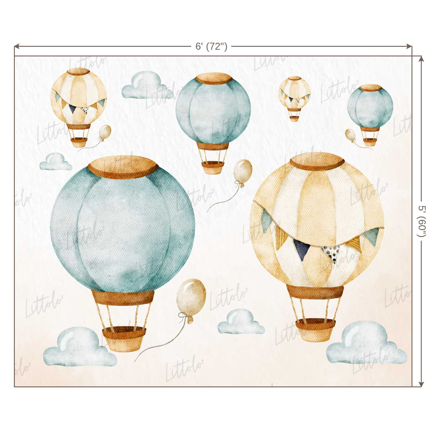 LB0354 Watercolor HotAir Balloon Backdrop