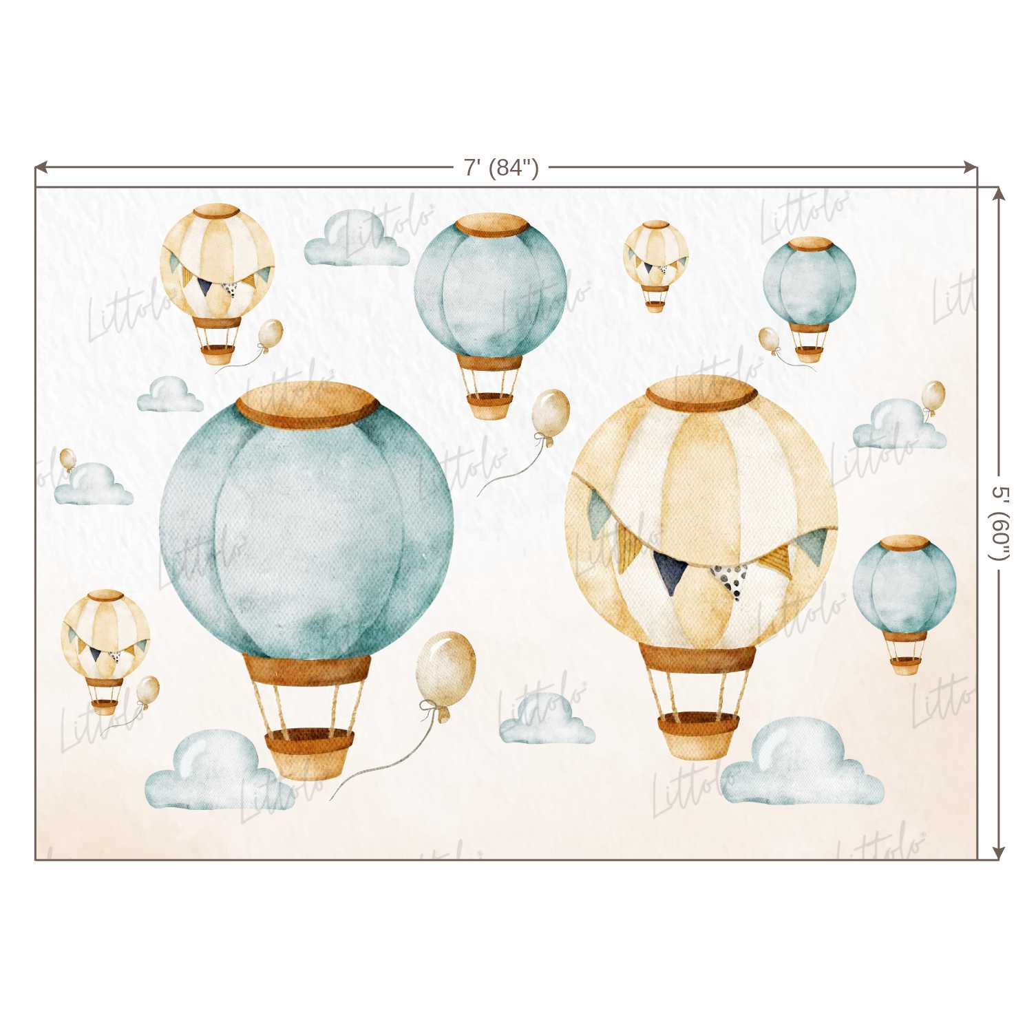 LB0354 Watercolor HotAir Balloon Backdrop