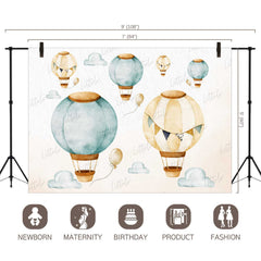 LB0354 Watercolor HotAir Balloon Backdrop