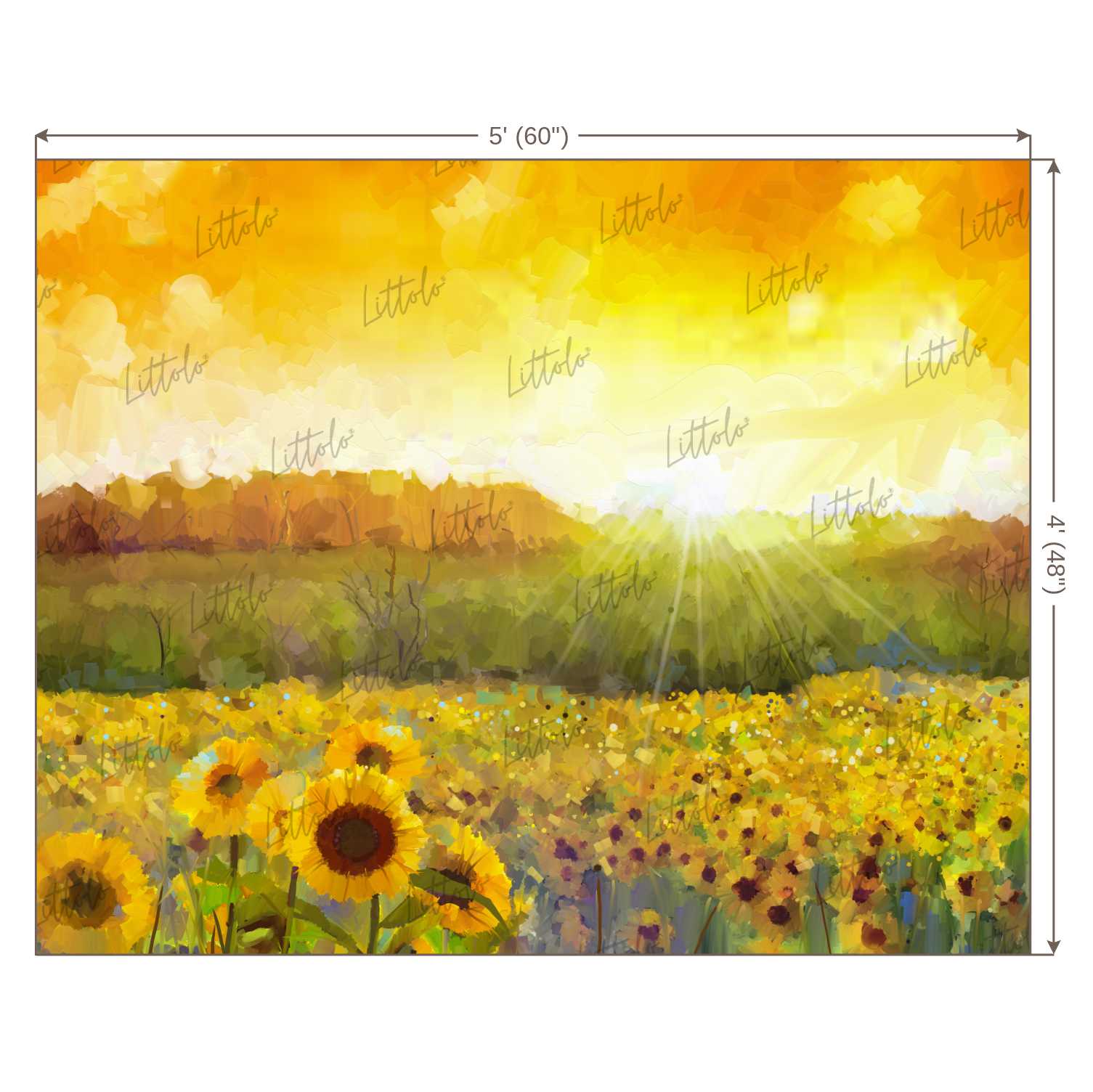 LB0367 Sunflower Landscape Handpainted Backdrop