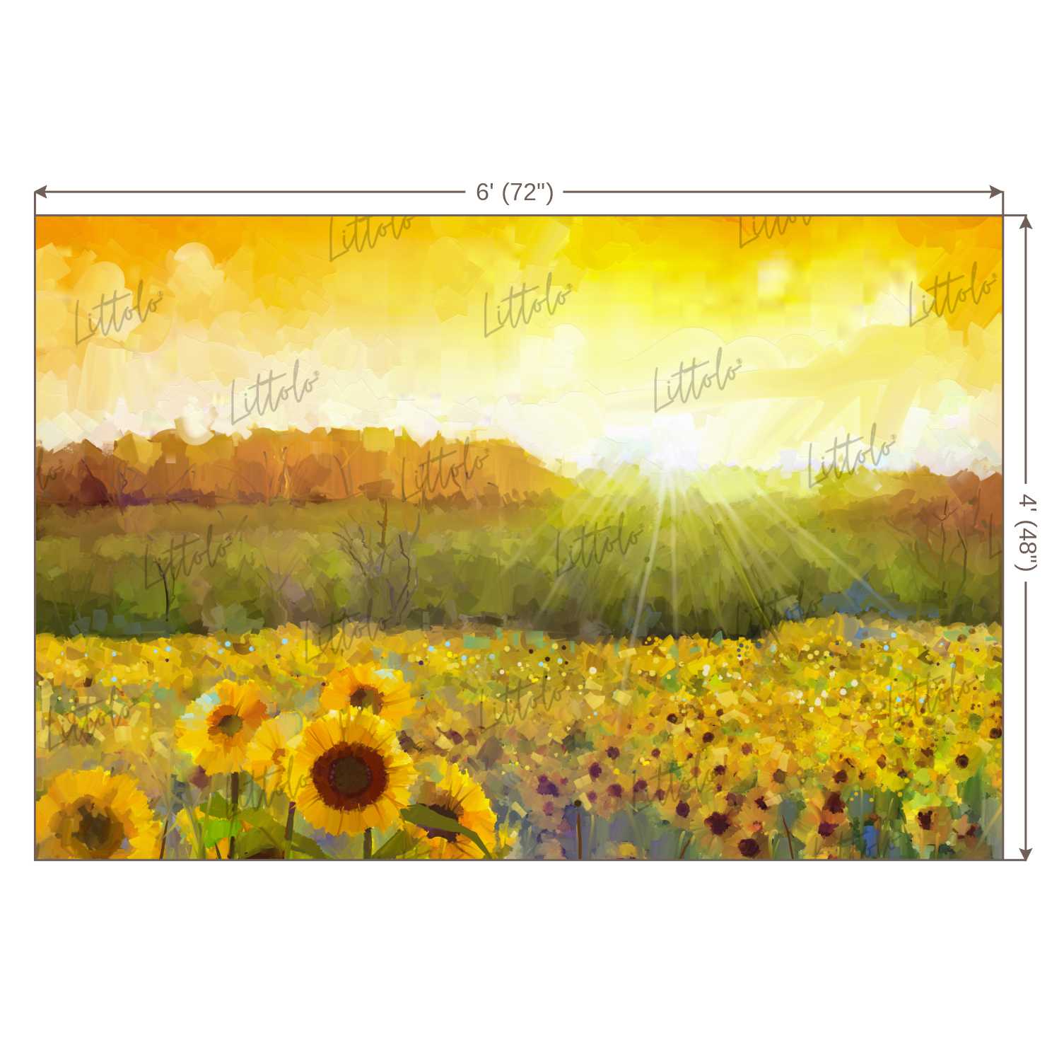 LB0367 Sunflower Landscape Handpainted Backdrop