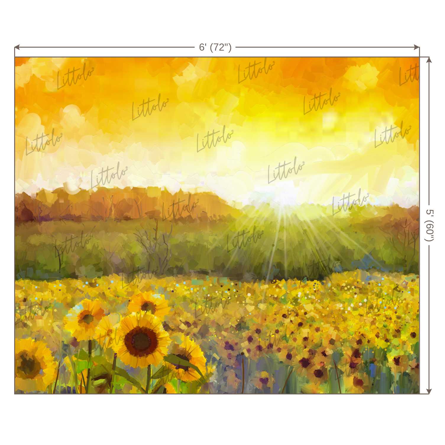 LB0367 Sunflower Landscape Handpainted Backdrop