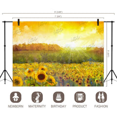 LB0367 Sunflower Landscape Handpainted Backdrop