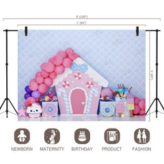 LB0385 Sugar Rush Balloons and Cake Smash Theme Backdrop