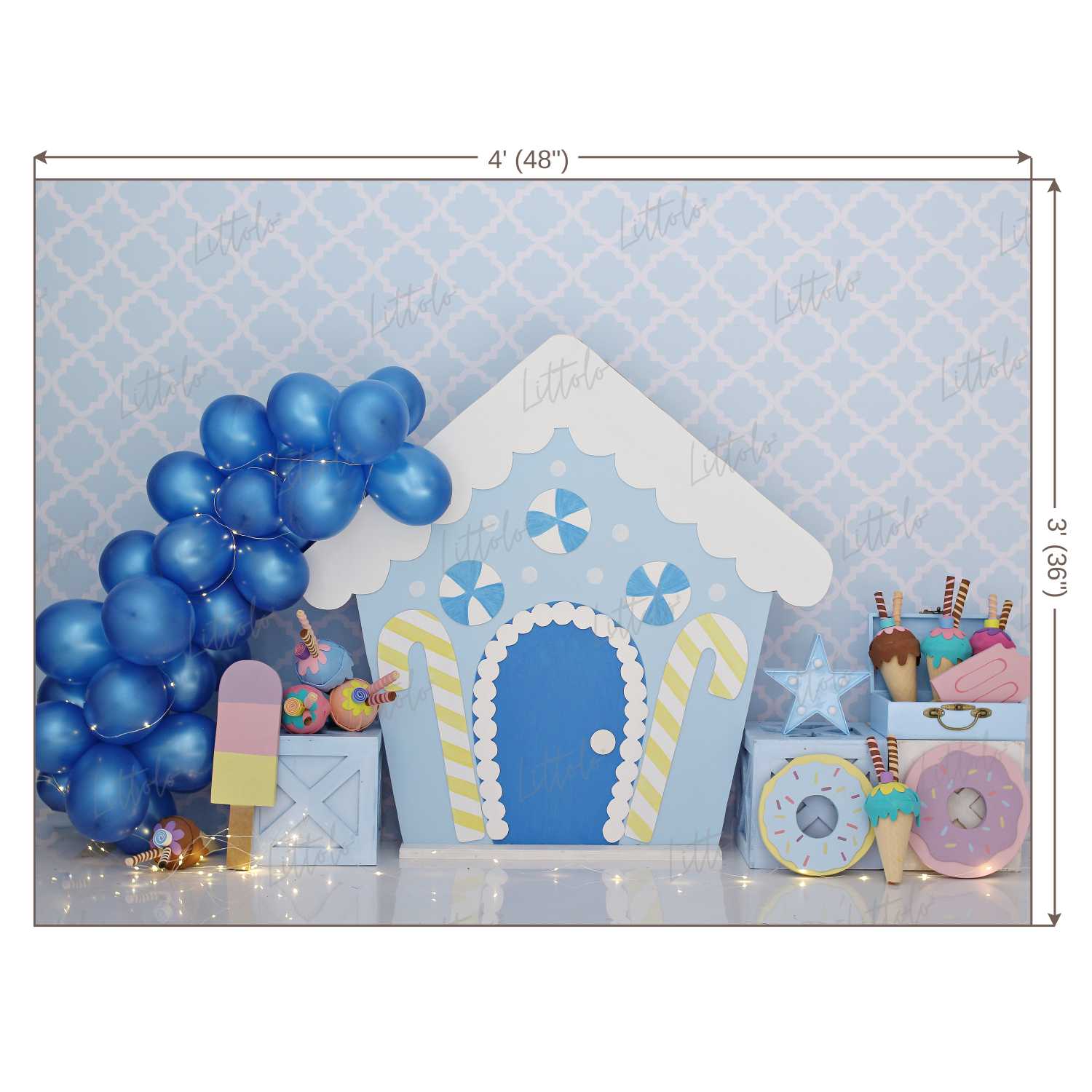 LB0386 Sugar Rush Balloons and Cake Smash Theme Backdrop