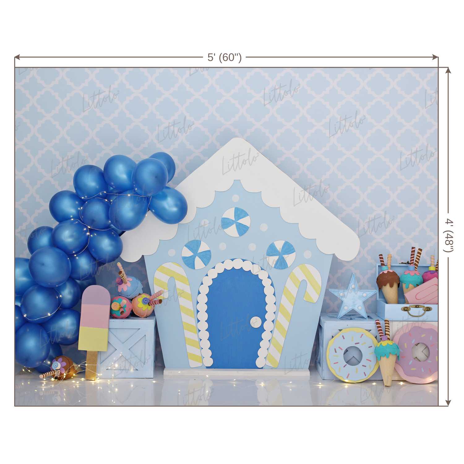 LB0386 Sugar Rush Balloons and Cake Smash Theme Backdrop