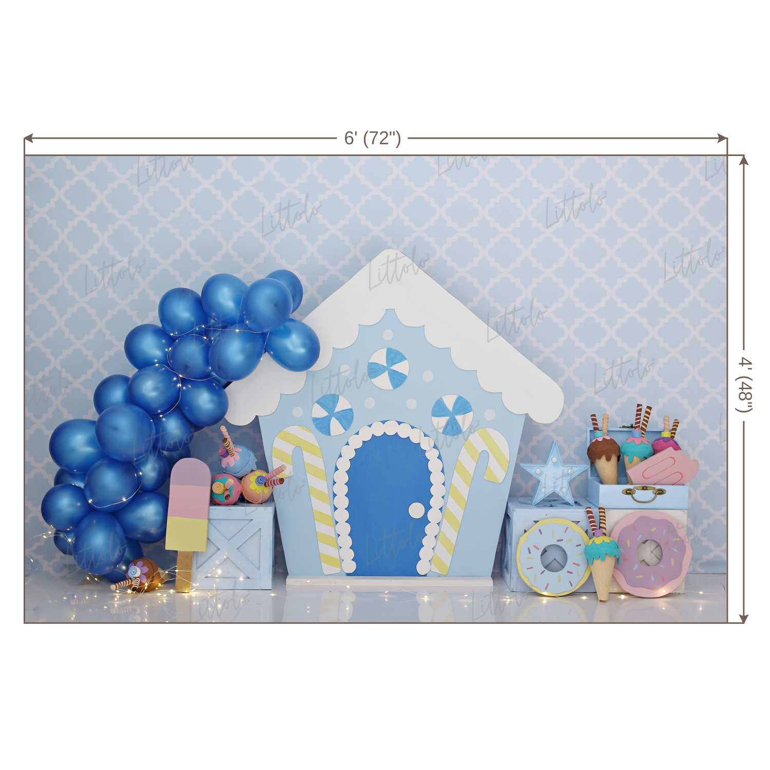 LB0386 Sugar Rush Balloons and Cake Smash Theme Backdrop