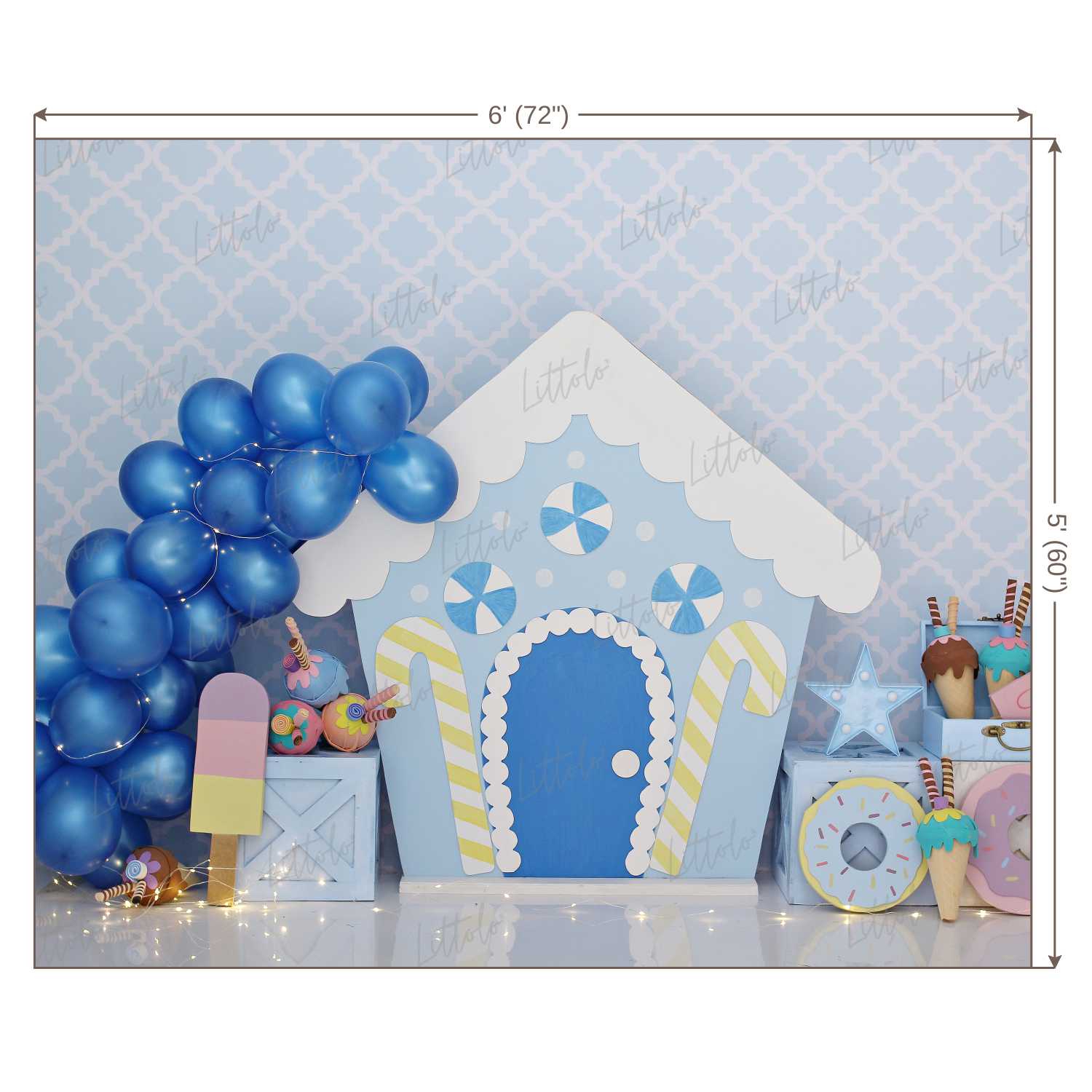 LB0386 Sugar Rush Balloons and Cake Smash Theme Backdrop