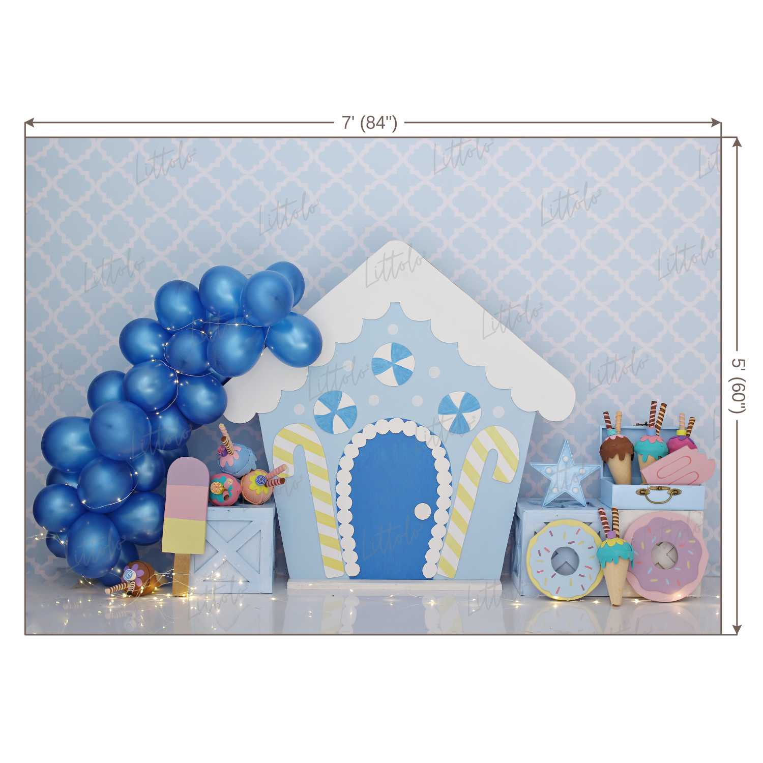 LB0386 Sugar Rush Balloons and Cake Smash Theme Backdrop