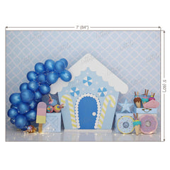 LB0386 Sugar Rush Balloons and Cake Smash Theme Backdrop