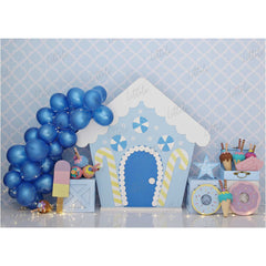 LB0386 Sugar Rush Balloons and Cake Smash Theme Backdrop