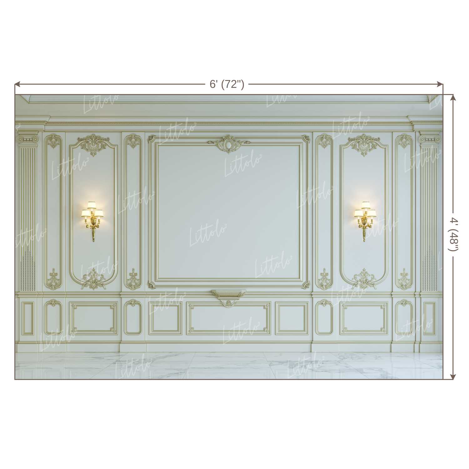 LB0394 White Wall Panel Classic Theme Backdrop