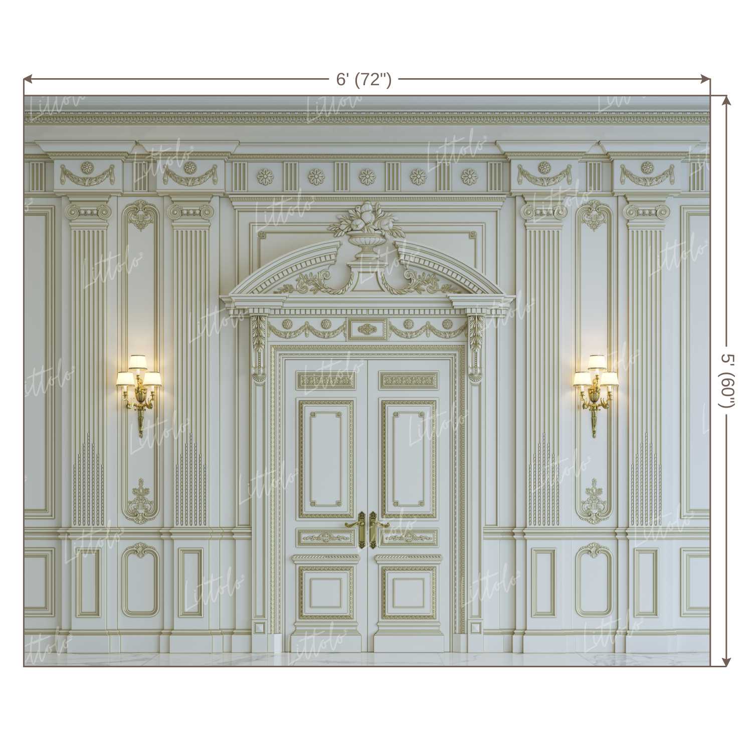 LB0395 White Wall Panel Classic Theme Backdrop