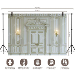 LB0395 White Wall Panel Classic Theme Backdrop