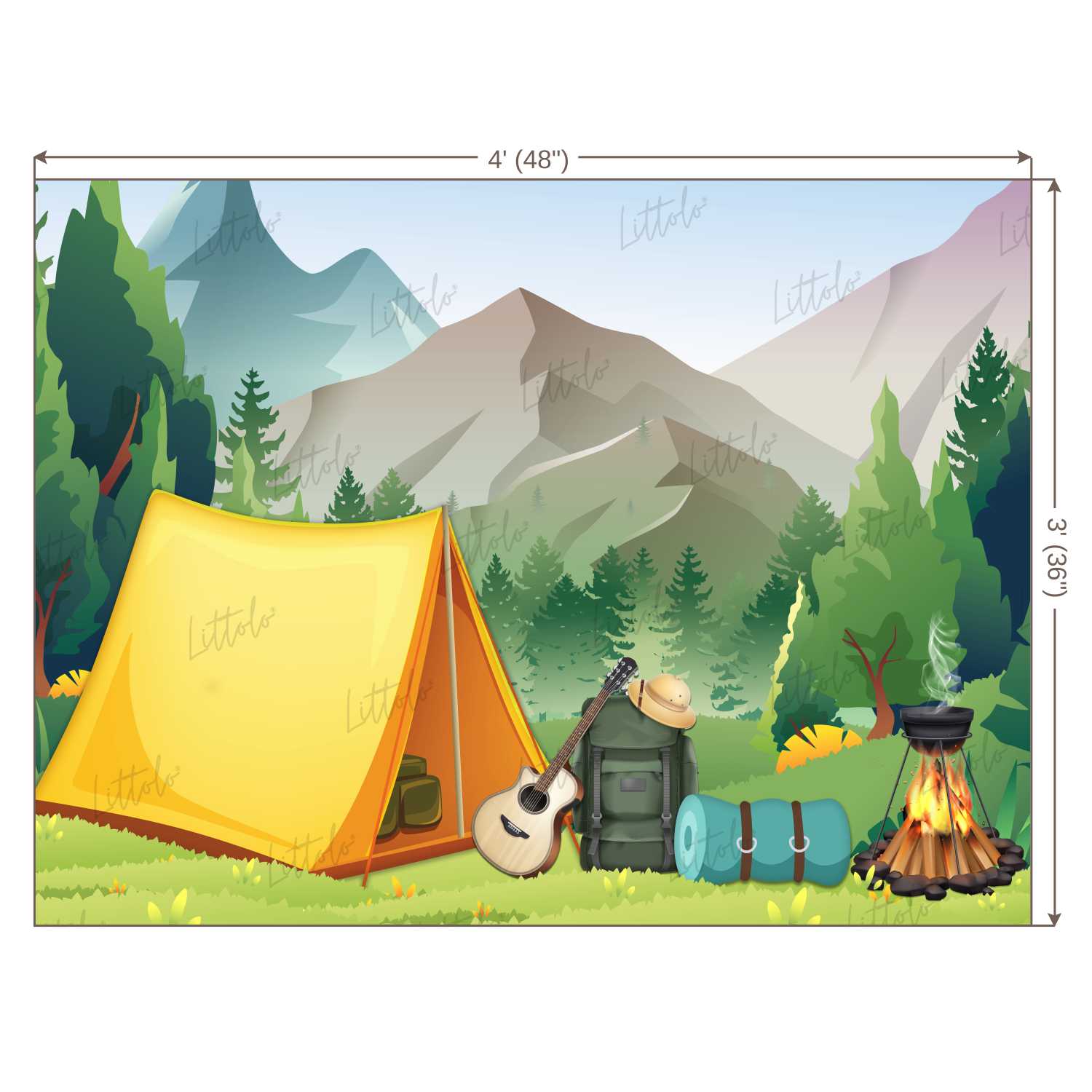 LB0408 Summer Camp Theme Backdrop