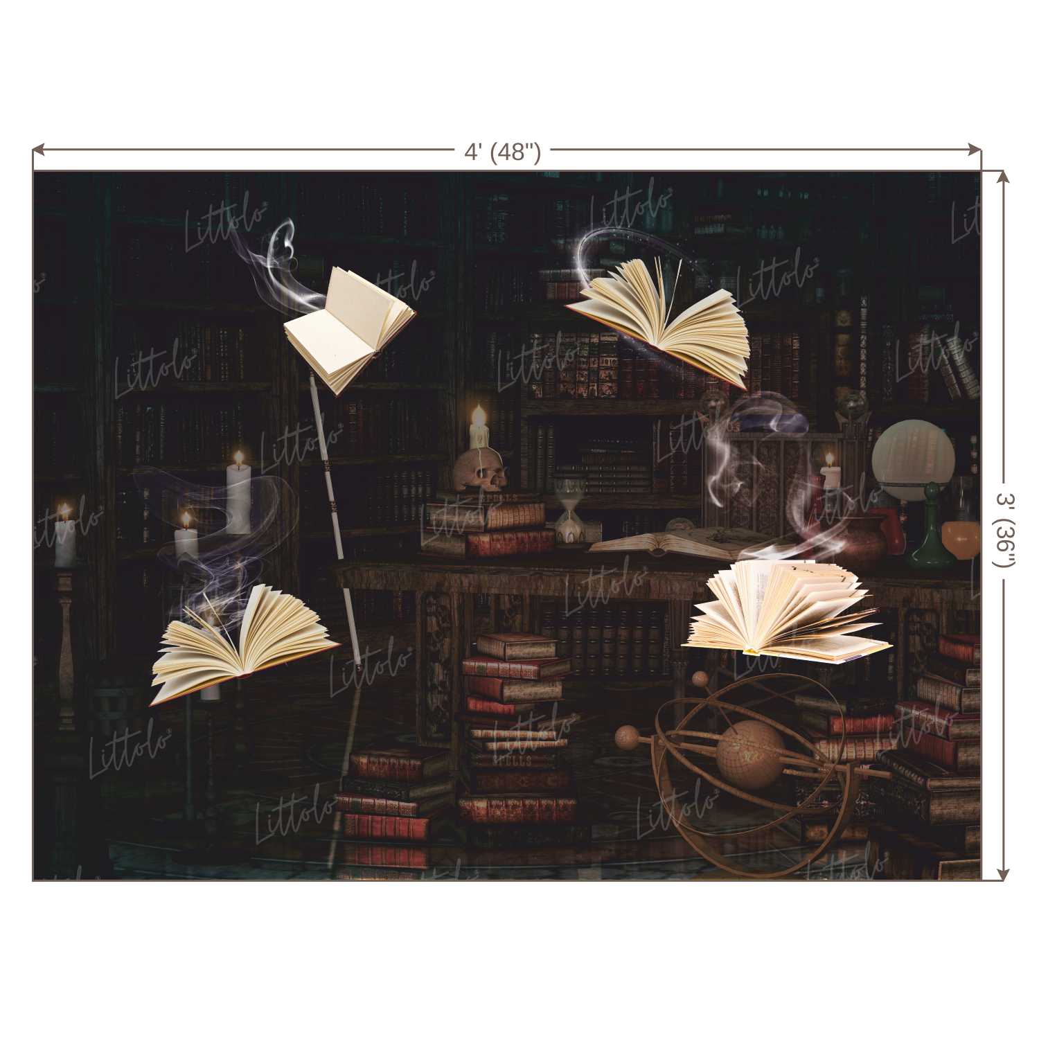 LB0414 Vintage Library Theme Backdrop