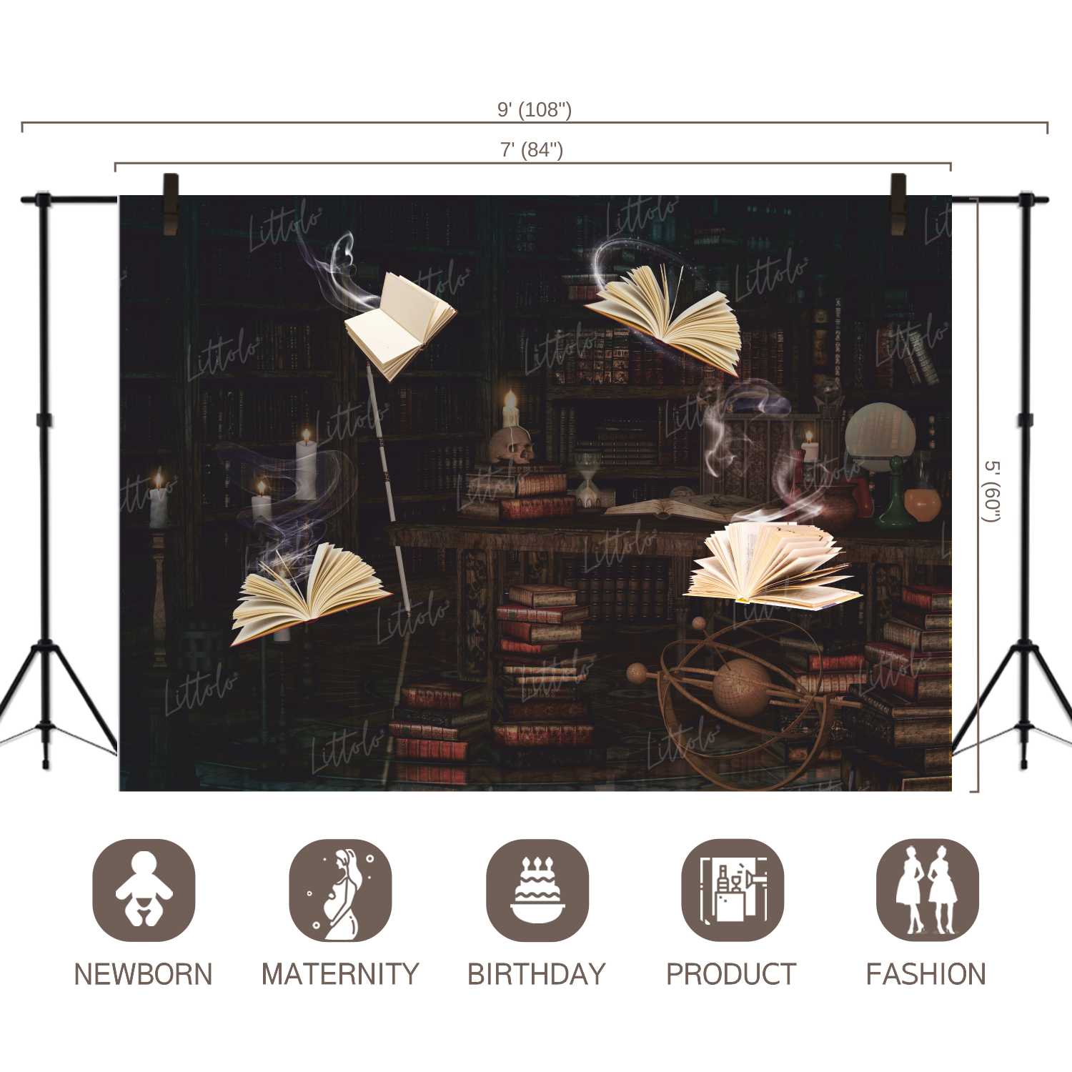 LB0414 Vintage Library Theme Backdrop