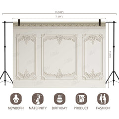 LB0415 Cream Winscot Theme Backdrop