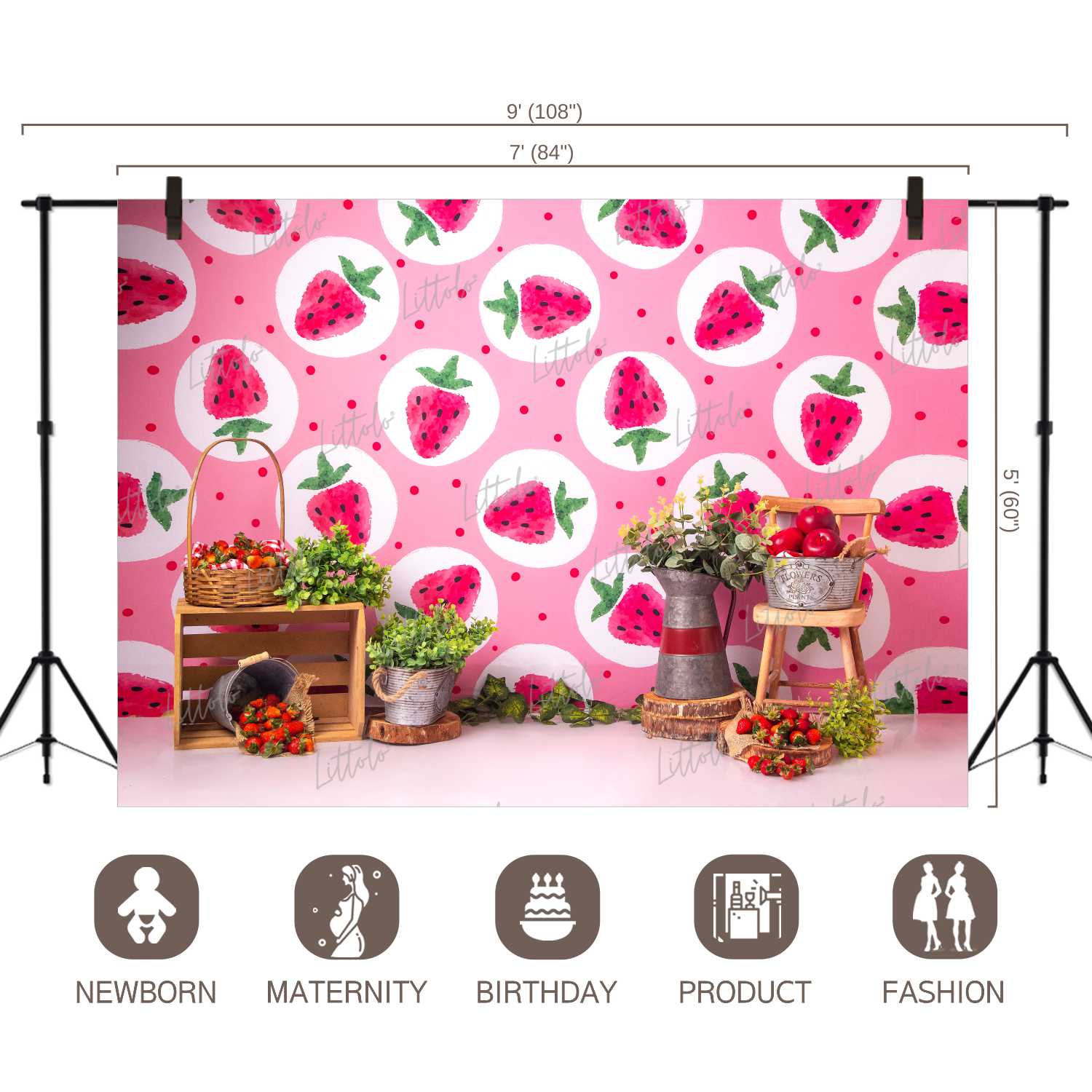 LB0433 Strawberry Summer Backdrop