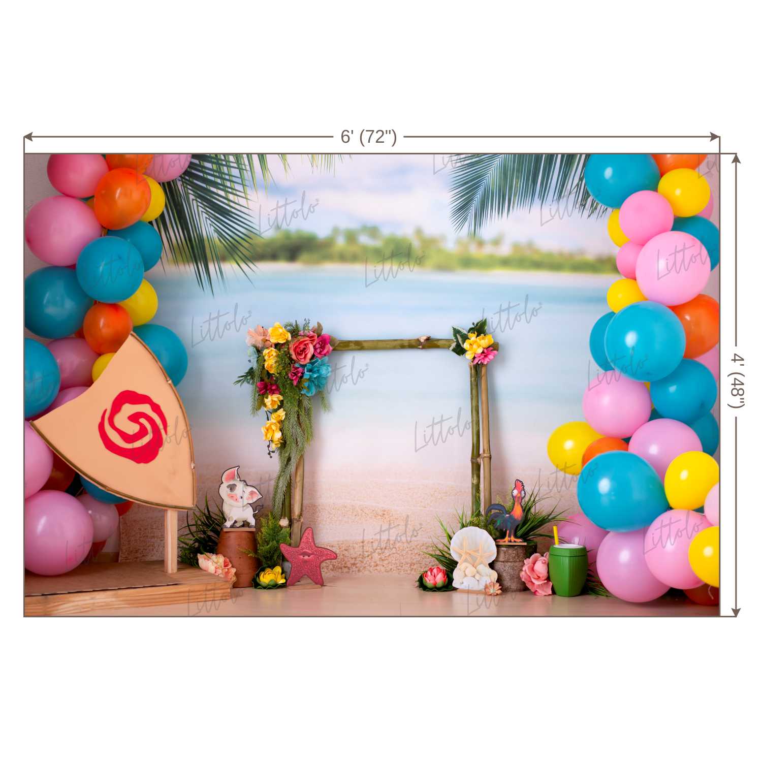 LB0435 Tropical Beach Polynesian Tribe Backdrop