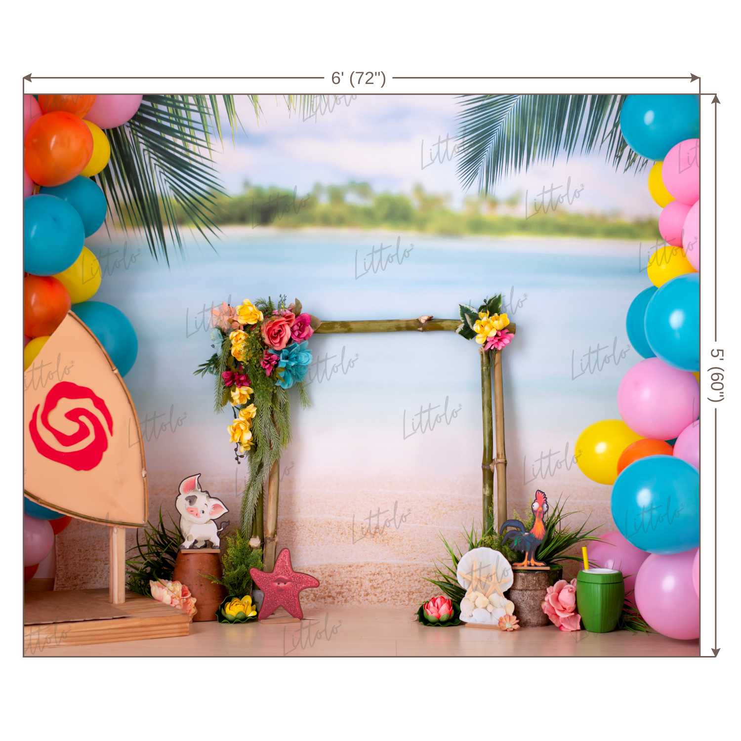 LB0435 Tropical Beach Polynesian Tribe Backdrop