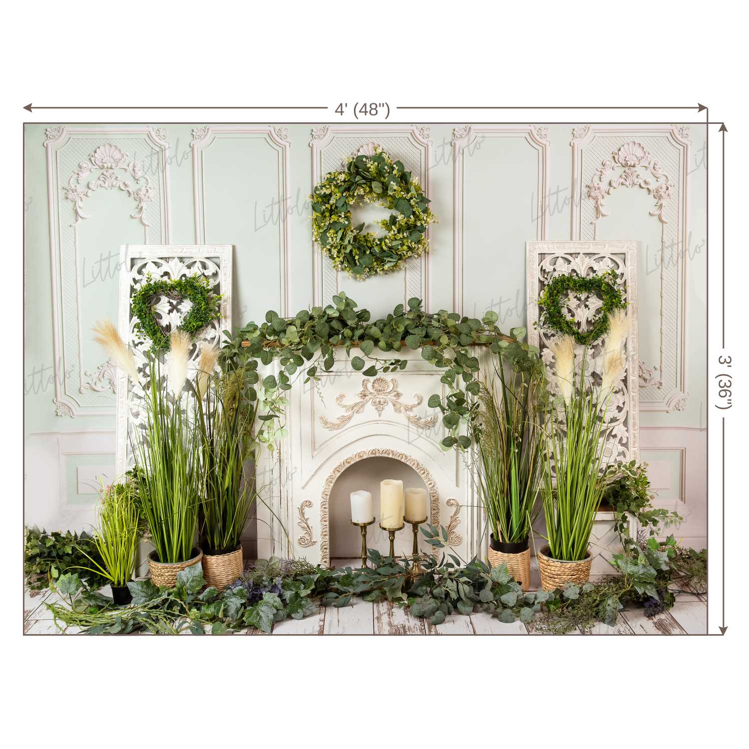 LB0436 Fireplace Decor Backdrop